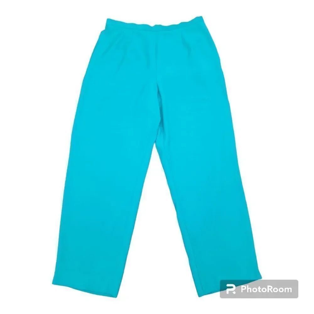 Turquoise Pantsuit Slacks Trouser Straight Leg Side zipper Plus Size 18W Rayon